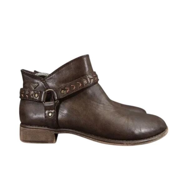 Roxy Shoes Womens 7 Booties Western Harness Fashion Brown Zip Casual Ankle Boot - Picture 14 of 14
